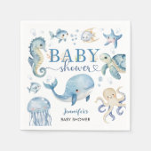 Under The Sea Baby Shower Junge Blaue Ozean Serviette (Vorderseite)