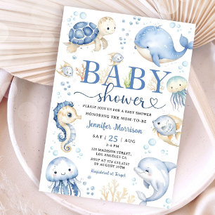 Under The Sea Baby Shower Junge Blaues Meer Einladung