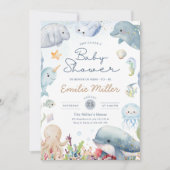Under the Sea Baby Shower Ocean Animals Neutral Einladung (Vorderseite)