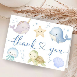 Under The Sea Baby Shower Ocean Thank You Card Dankeskarte