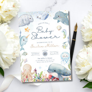 Under the Sea Baby Shower Ozean Geschlechtsneutral Einladung