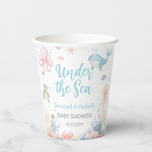 Under the Sea Baby Shower  Pappbecher (Vorderseite)
