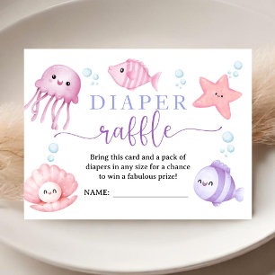 Under The Sea Baby Shower Pink Ocean Windelraffel Begleitkarte