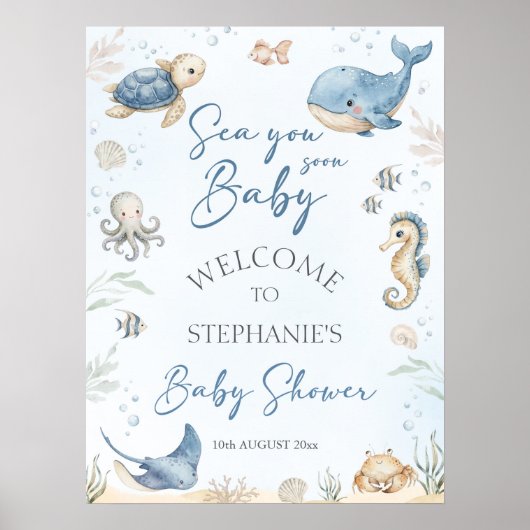Under The Sea Baby Shower Welcome Sign Poster (Vorne)