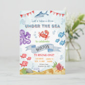 UNDER THE SEA BIRTHDAY INVITATION (Stehend Vorderseite)