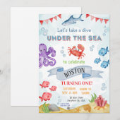 UNDER THE SEA BIRTHDAY INVITATION (Vorne/Hinten)