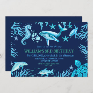 Under the Sea birthday invitation, ocean boy Einladung