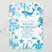Under the Sea birthday invitation, ocean boy Einladung (Vorne/Hinten)