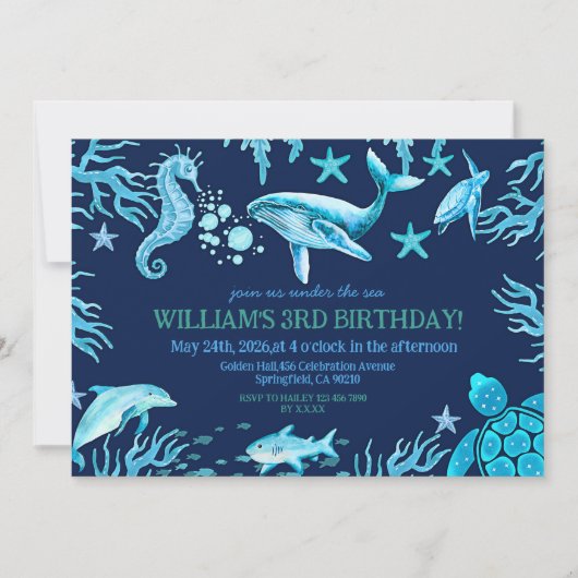 Under the Sea birthday invitation, ocean boy  Einladung (Vorderseite)