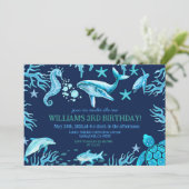 Under the Sea birthday invitation, ocean boy  Einladung (Stehend Vorderseite)