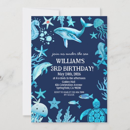 Under the Sea birthday invitation, ocean boy  Einladung (Vorderseite)