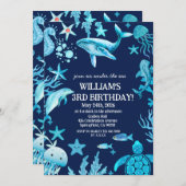 Under the Sea birthday invitation, ocean boy Einladung (Vorne/Hinten)