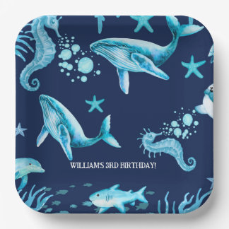Under the Sea birthday invitation, ocean boy Pappteller