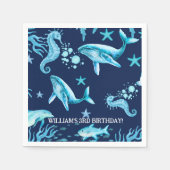 Under the Sea birthday invitation, ocean boy Serviette (Vorderseite)