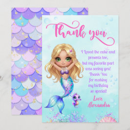 Under the sea Birthday - Mermaid Thank you card Dankeskarte