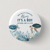Under the Sea Blue Ahoy It's a Boy Baby Shower Button (Vorderseite)
