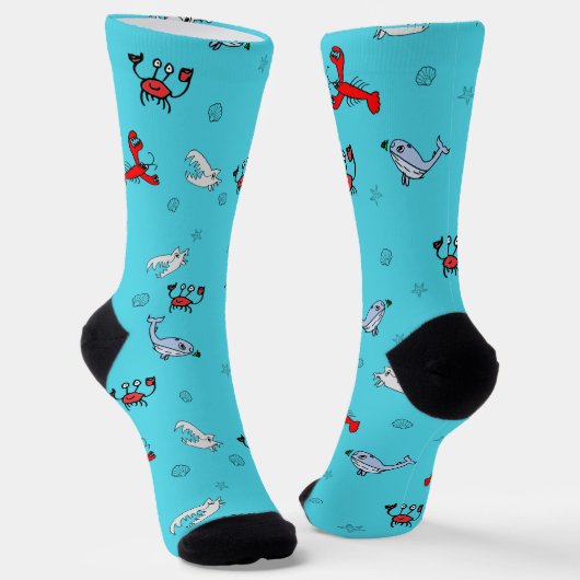 Under the Sea Crew Socks for Everyone - Aqua Socken (Gewinkelt)
