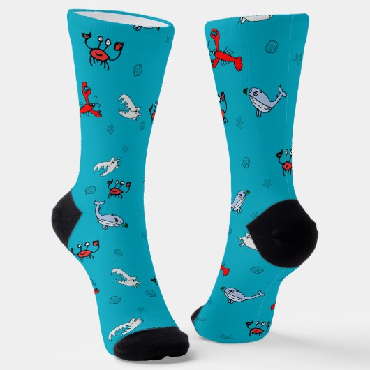 Under the Sea Crew Socks for Everyone - Teal Socken (Gewinkelt)