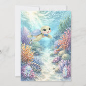Under the Sea Cute Turtle Boy Baby Shower Einladung (Rückseite)