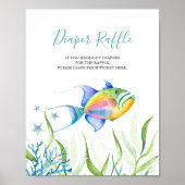 Under The Sea Diaper Raffle Baby Shower Sign Poster (Vorne)