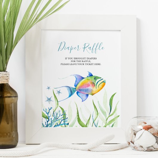 Under The Sea Diaper Raffle Baby Shower Sign Poster