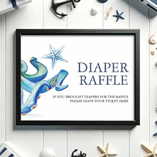Under The Sea Diaper Raffle Baby Shower Sign Poster