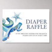 Under The Sea Diaper Raffle Baby Shower Sign Poster (Vorne)