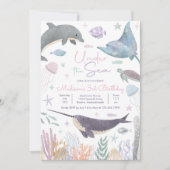 Under the Sea Dolphin Narwhal Sea Life Birthday Einladung (Vorderseite)