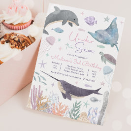 Under the Sea Dolphin Narwhal Sea Life Birthday Einladung