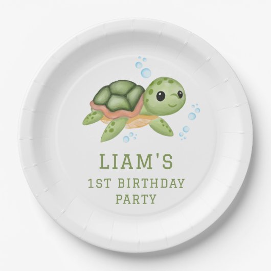 Under the sea first birthday Paper  Pappteller (Vorderseite)