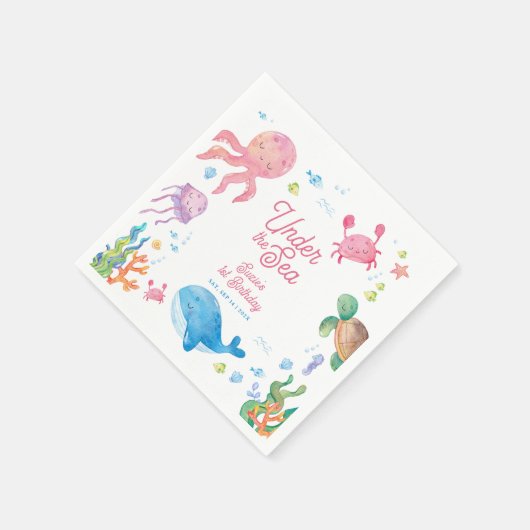 Under the Sea Kids 1st Birthday Serviette (Ecke)