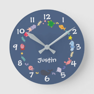 Under the Sea Kids Nursery Wall Clock Runde Wanduhr