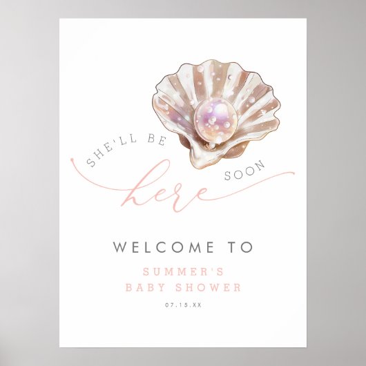 Under The Sea Little Pearl Baby Shower Welcome Poster (Vorne)