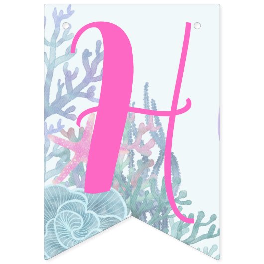 Under the Sea Matching Happy Birthday Wimpelkette (Zweite Fahne)