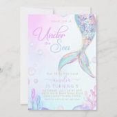 Under the Sea Mermaid Birthday Einladung (Vorderseite)