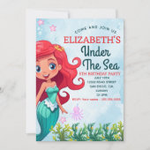 Under the sea Mermaid Birthday Girl Einladung (Vorderseite)