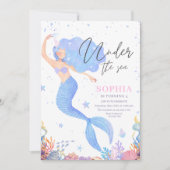 Under the Sea Mermaid Birthday Invite, Ocean Girls Einladung (Vorderseite)