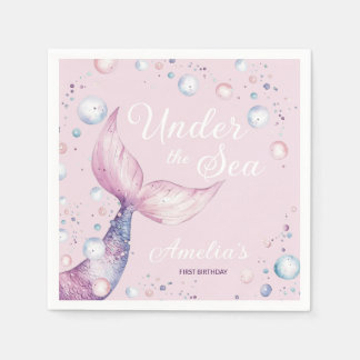Under the Sea Mermaid First Birthday Party Serviette