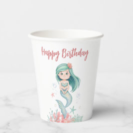 Under The Sea Mermaid Girls Birthday Paper cup Pappbecher