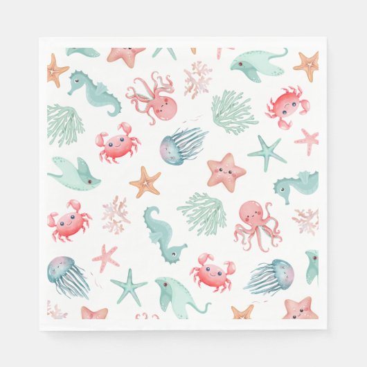 Under the Sea Mermaid Girls Birthday Party Serviette (Vorderseite)