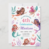 Under the Sea Mermaids Birthday Einladung (Vorderseite)