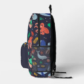 Under the Sea Navy Blue Personalized Name Backpack Bedruckter Rucksack (Rechts)
