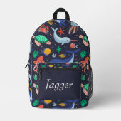 Under the Sea Navy Blue Personalized Name Backpack Bedruckter Rucksack (Vorderseite)