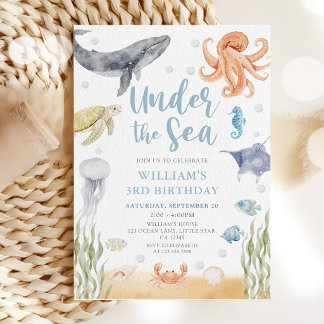 Under The Sea Ocean Animal Birthday Einladung