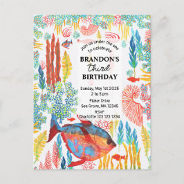 Under The Sea Ocean Animal watercolor Birthday Einladungspostkarte