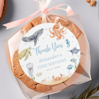 Under The Sea Ocean Animals 1st Birthday Sticker