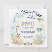 Under the Sea Ocean Animals Beach Birthday Einladung (Vorderseite)