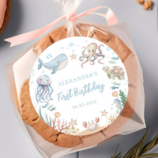 Under The Sea Ocean Animals Birthday Sticker