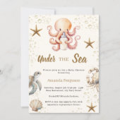 Under the sea ocean animals girl Baby Shower Einladung (Vorderseite)