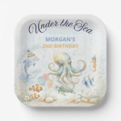 Under the Sea Ocean Animals Octopus Birthday Pappteller (Vorderseite)